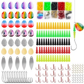 OROOTL Walleye Rig Making Kit Fishing Lure Making Supplies DIY Walleye Spinner Rig Crawler Harness Spinner Blades Stacked Fishing Beads Hooks for Trout Bass Salmon Walleye Fishing Kit, 180pcs