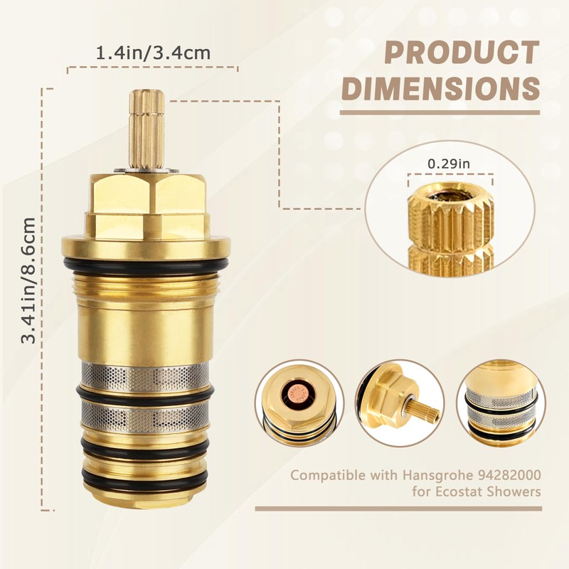 2025 Upgrade Brass Thermostatic Cartridge 94282000 3/4" – Fits for