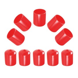 Aopin Rubber Round End Cap Cover 0.59 Inch (15mm) Screw Thread Protectors PVC Flexible Tubing Pipe Protective Bolt Screw Thread Protector Safety Cover | for Pipe Post Tubing Rod Cover 10 Pcs (Red)