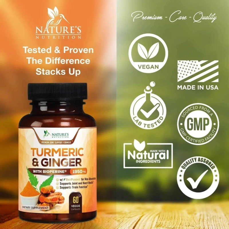 Nature's Nutrition Curcuma Y Gengibre 1950 Mg 60 Cápsulas