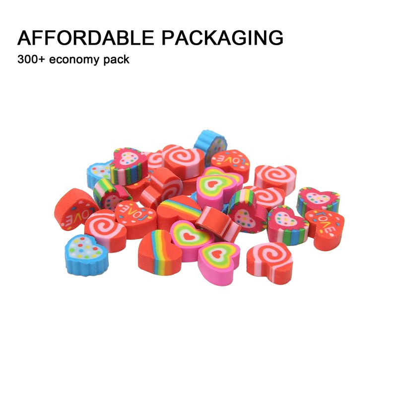 HILAZA 300Pcs Mini Heart Erasers Bulk, Small Erasers for Valentines