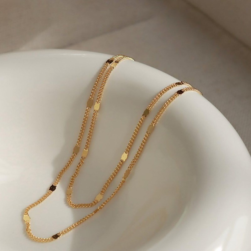 Cream Dot Necklace, Women's Popular, Stainless Steel, Surgical Stainless Steel,