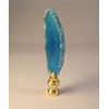 Lamp Finial-Natural BLUE/AQUA AGATE-Brass Base