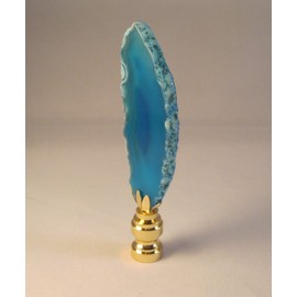 Lamp Finial-Natural BLUE/AQUA AGATE-Brass Base
