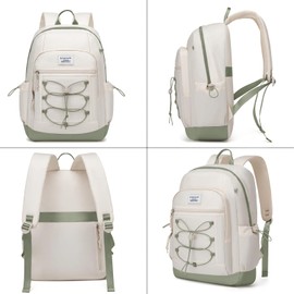 Women Laptop Backpack for School Girls: 15.6" College Bookbag for Teen Students Anti-Theft Backpacks Stylish Middle High School Book Bag Causal Travel Back Pack Fashion Waterproof Daypack Beige-Green