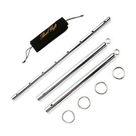 Training Spreader Bar Silver with 4 Black Straps, Sports Aid Fitness Gear, Pilates aid kit, Exercise Guide