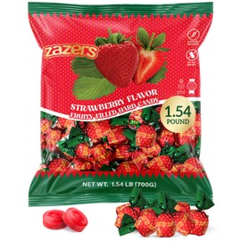 Zazers Strawberry Hard Candy Bon Bons - 1.54lbs (700g) - Individually Wrapped - Perfect for Office Reception, Decor, & Candy Buffets - Kosher, Gluten-Free, Nut-Free