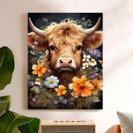 Cow Paint by Numbers for Adults, Cow Painting by Numbers, Paint by Number Canvas for Gift and Home Decor 12x16Inch/30x40cm