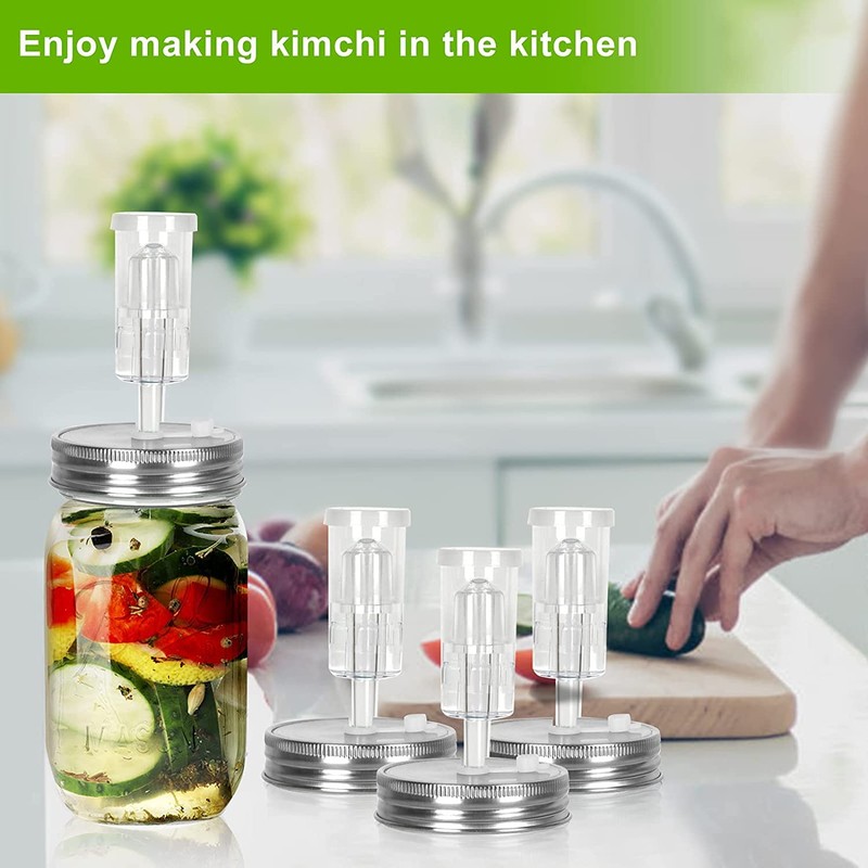 Samshow Fermentation Kit-4 Glass Fermentation Weights,4 Fermenting Lids,4 airlocks,4 Silicone