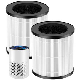 2 Pack KJ067L Air Filter Replacements Compatible with MOOKA KJ067L Air Purifier for Bedroom Home, 3-in-1 High-Efficiency Filtration for Wildfire Pet Dander Smoke Odor Dust