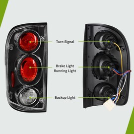 AUTOSAVER88 Taillights Tail Lamps Compatible with Tacoma 2001 2002 2003 2004 Black Housing Clear Lens