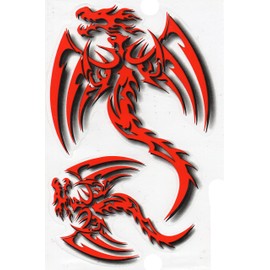 1 Sheet - Dragon Red Sticker Motorsport Motocross Car Tuning Sticker Film 1 Sheet 270 mm x 180 mm Weatherproof or for Model Making