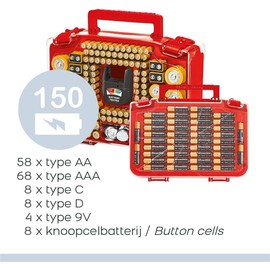 Battery Organizer Storage Case with Tester, Stores & Protects Up to 150 Batteries, Clear Locking Lid, As Seen On TV - Color: Original - 180 Batteries