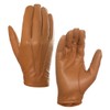 Harssidanzar Mens Thin Unlined leather police duty gloves GM031,Tan, Size