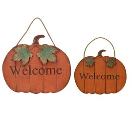 Fall Decor Pumpkin Welcome Sign Thanksgiving Door Hanger Wood Pumpkin Decor Hanging Sign for Front Door Home Porch Autumn Harvest Thanksgiving Farmhouse Wall Decoration (S L)