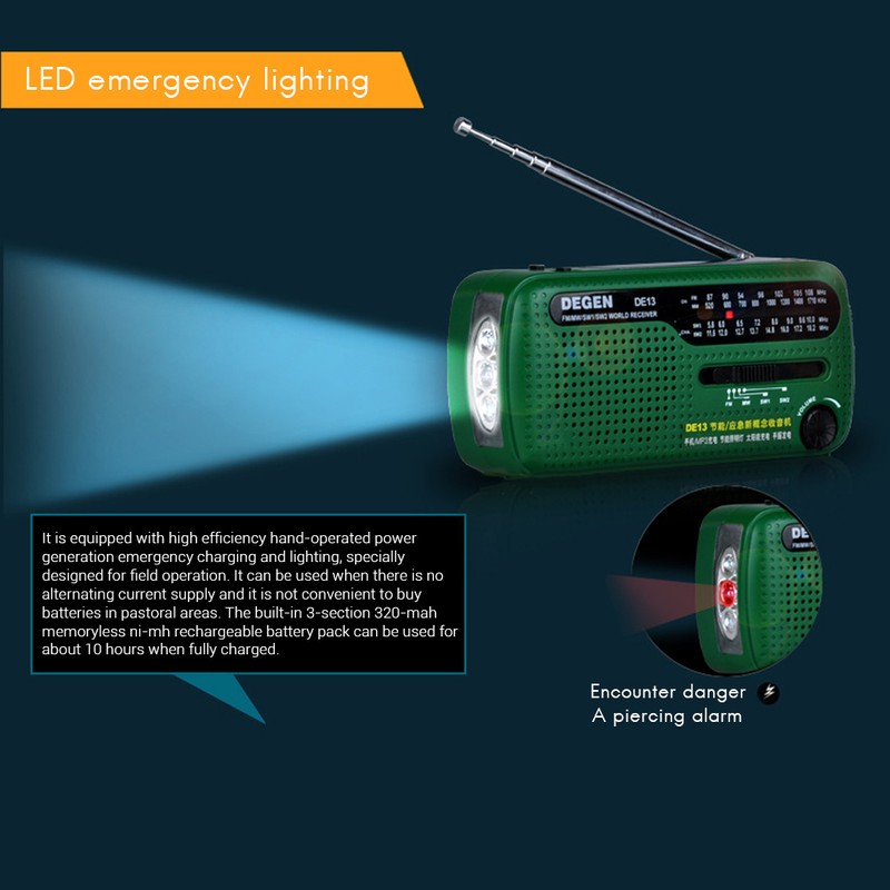 Portable Hand Cranked AM/FM Solar Radio Elderly Emergency Radio