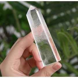 GUJOXILA 9-10 cm Rock Crystal Tower Large Clear Quartz Crystals Towers Healing Stone Crystal Rod Hexagonal Point Rods Point Rod Healing Meditation Energy Reiki