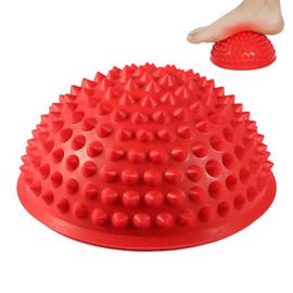 Bola de masaje de pies, media vuelta de PVC puntiagudos Wakers de pie terapia de equilibrio domo para Yoga Fitness Ejercicio Gimnasio(rojo)