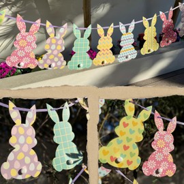 Premium Reusable Easter Decorations – Bunny Bunting Garland, Egg Hunt Banner, Happy Easter Sign, Party Props & Outdoor Décor – Spring Home Decoration (12 Large Double-sided)