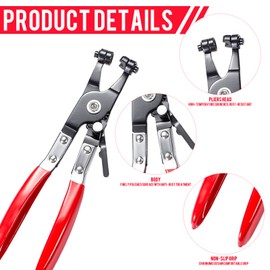 Hose Clamp Pliers Set, Heavy Duty Hose Clip Pliers Hose Pliers Straight Throat Type and Fuel Line Pliers for Car Fuel Vacuum Line Remover Pliers