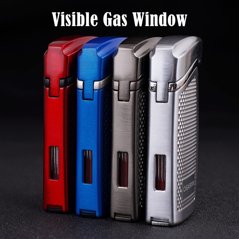 CIGARISM Double Torch Jet Flame Cigar Lighter W/Punch (Silver)