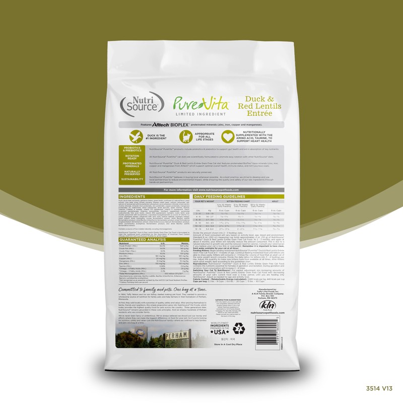 NutriSource Pure Vita Grain Free Cat Food, Duck and Red
