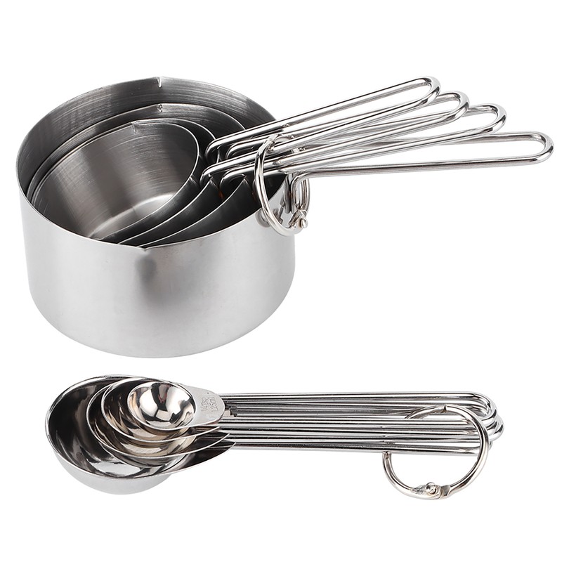 8Pcs/Set Stainless Steel Measuring Cup Spoon with Scales Kitchen Cooking