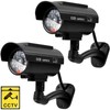 Kanayu 2 Pcs Black Solar Powered Fake Security Camera Dummy