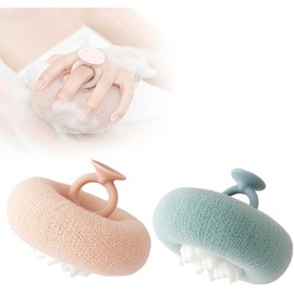 Suave Pelota De Baño Con Ventosa De Girasol,2026 Nueva Pelota De Baño 2 En 1 De Girasol Esponja Exfoliante Cepillo De Limpieza, Esponja Redonda De Ducha Para Mujeres Y Hombres (Albaricoque+verde)