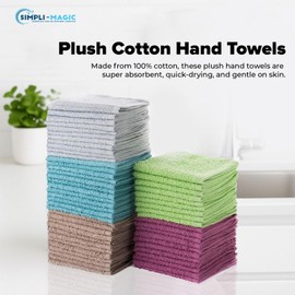 Simpli-Magic Cotton Washcloths and Cleaning Cloths, Multi Color, 50 Pack, Size: 12" x 12"