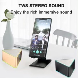 Hype Audio Deep bass Portable Mini Bluetooth Wireless Speaker with RGB Light for Outdoor, Sport, Party, Beach, Travel, Hiking and Camping (Silver)