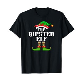 Hipster Elf Matching Family Group Christmas Party Pyjamas T-Shirt