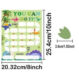 Dinosaur Reward Chart Cards with Stickers-Reusable Behavior Incentive Chart Card for Classroom, Home, Potty Training -Teacher Supplies & Student Chore Chart