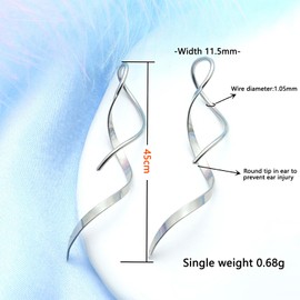 Aatpuss Pack of 2 hand curved earrings for women, hanging earrings, wavy spiral earrings, perfect as for birthday parties, Stainless Steel