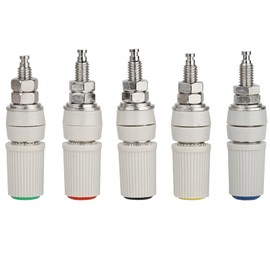 CLDIY Tin Brass Plated Insulated Binding Post Connectors for 5 mm Banana Plug Test Sample Conversion Amplifier Speaker 5 Pieces (Red, Yellow, Blue, Green, Black)