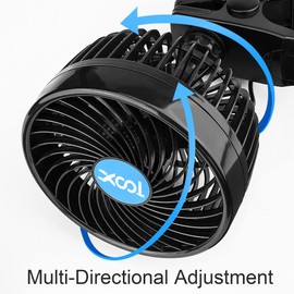 XOOL XOOL 12V 6' Car Fan, Clip Fan 360 Degree Rotatable Car Fan Cooling Air Fan with Stepless Speed Regulation & Cigarette Lighter Plug for SUV, RV, Vehicles