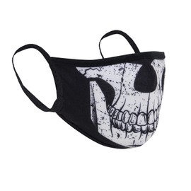 Rothco Half Skull Reusable 3-Layer Polyester Face Mask, S/M Black
