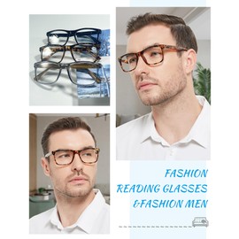 OCCI CHIARI 2.75 Reading Glasses Men Fashion Rectangle Readers Brown Eyewear(1.0 1.25 1.5 1.75 2.0 2.25 2.5 2.75 3.0 3.5 4.0 5.0 6.0)