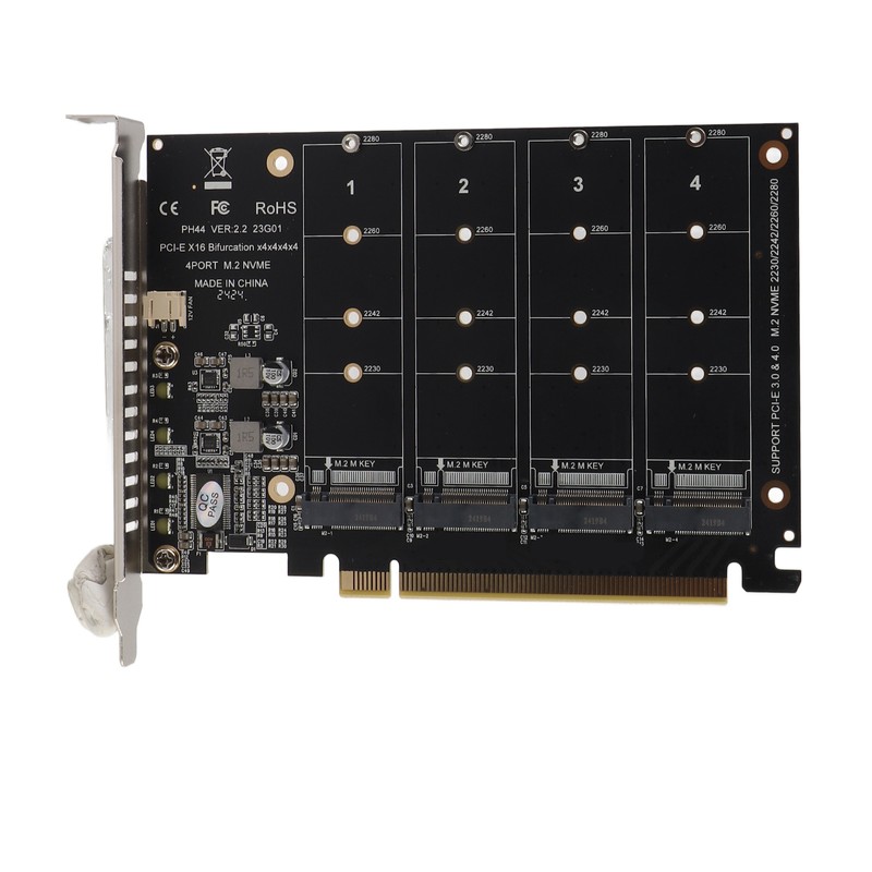 Adapter Card 4 Port M.2 NVMe SSD to PCIE X16
