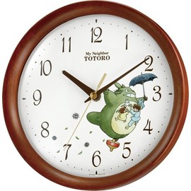 Rhythm Totoro Wall Clock, Character Analog Totoro M27, Wood, Brown, Semi-Gloss Finish, 8MGA27RH06