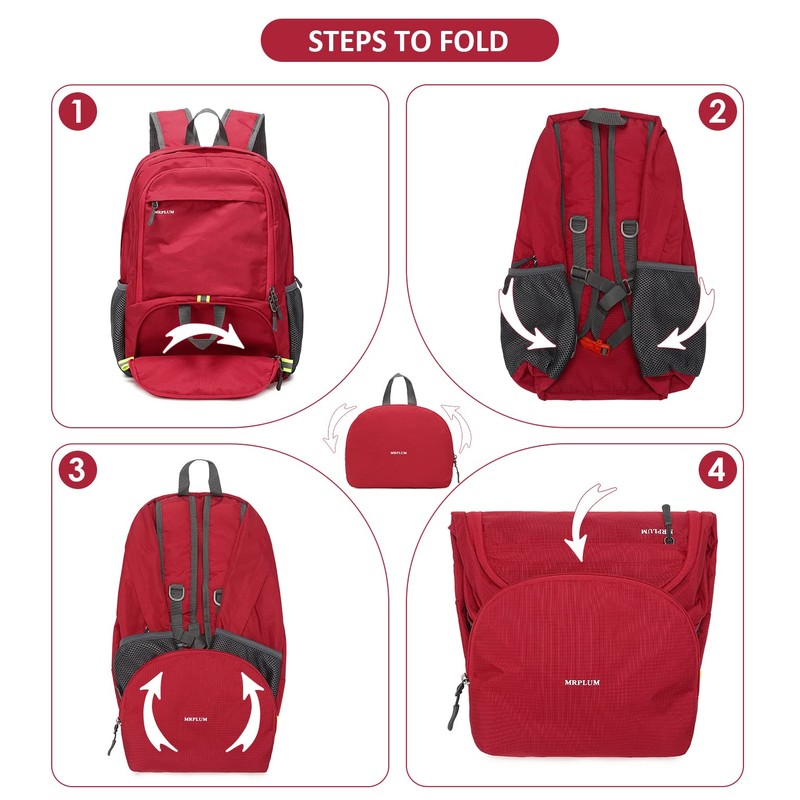 MRPLUM 25L-30L Rucksack Foldable Ultralight Packable Backpack, Unisex Durable Handy