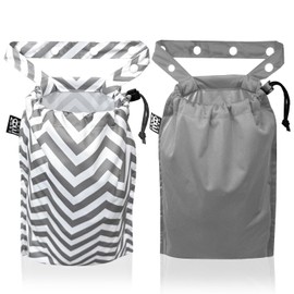 RMMOORORO Car Trash Bag with Drawstring, Cat Pattern Design, Hanging Auto Garbage Container, Set of 2, Black and Beige (Grey Wave & Grey)