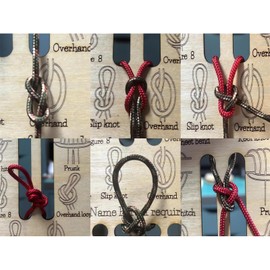 Learn Knot Training Board with Rope Learning Knot Tying Kit Learn to Tie Knots Kit for Adults Beginner How to Knot Advised Fishing Backpacking Hiking Outdoor Camping Gear Knots Game Cards Guide (1PC)