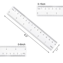 Qancekoo 3pcs 15cm Clear Plastic Rulers 6 Inch Metric and Imperial Ruler Shatterproof Transparent Straight Ruler Flexible Measuring Ruler Tool for School Office