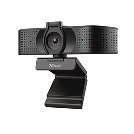 Trust Teza Cámara web 4K Ultra HD, 3840 x 2160, 2 micrófonos integrados y enfoque automático, 30 FPS, USB Plug & Play, cámara web para equipos, zoom, 