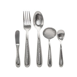 Ricci Argentieri Florence Flatware Set, 18/10 Stainless Steel Flatware with Serving Spoon, Salad Fork, Cheese Knife and Teaspoon, 5 Piece Set
