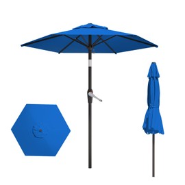 AreShark 7.5FT Patio Umbrella Table Market Umbrella w/Tilt and Crank Heavy-Duty Round Outdoor Umbrellas for Garden, Deck, Backyard, Pool and Beach, Royal Blue