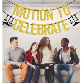 Motion to Celebrate Banner, Class of 2026 Law School Graduated Decorations, Future Lawyer, Pass the Bar/Born to Argue/Congrats Lawyer Decorations Gold Glitter
