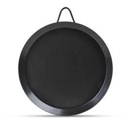 Alpine Cuisine Nonstick Round Comal Griddle 11-Inch - Black Carbon Steel Tortilla Comal with Single Handle - Durable, Heavy Duty Comal for Cooking - Even-Heating