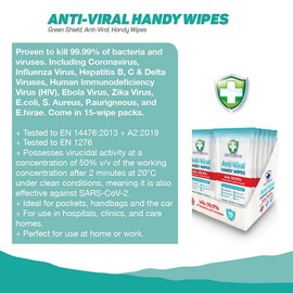 Green Shield Anti-Viral Handy Wipes - Pack of 15